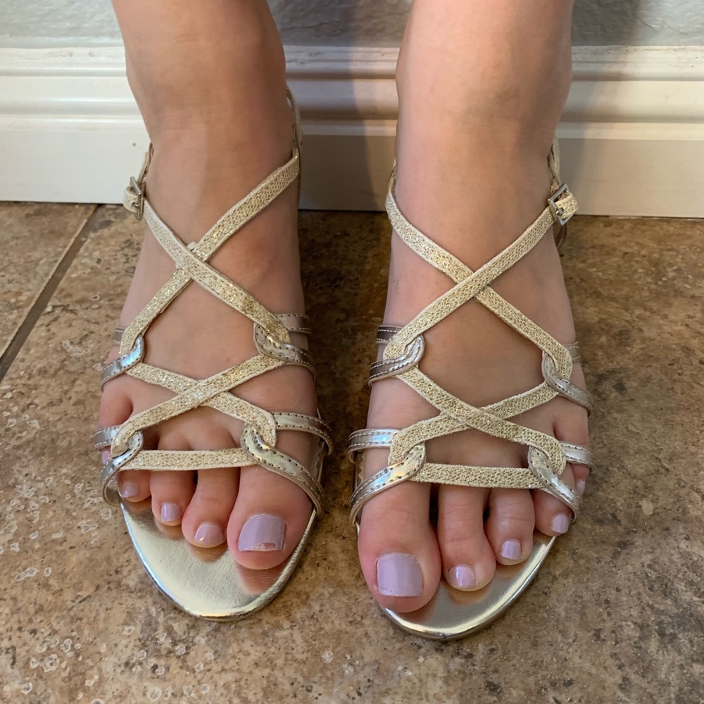 L. Miller Gold Heels - Size 8